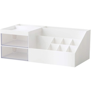 Marknor Make-up-Organizer, Schreibtisch-Organizer, Kosmetik-Aufbewahrungs-Organizer, Schreibtisch-Aufbewahrungsbox, Mini-Schreibtisch-Aufbewahrung für Bürobedarf, Badezimmer-Theke oder Kommode, Weiß