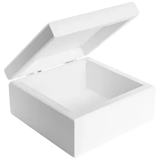 Creative Deco Kleine Holzkiste mit Deckel | Weiß | Erinnerungsbox Baby | 10x10x5 cm (+/-0,5 cm) | Geschenkbox Schmuckkästchen | Holzbox Klein für Decoupage, Dekoration, Aufbewahrung