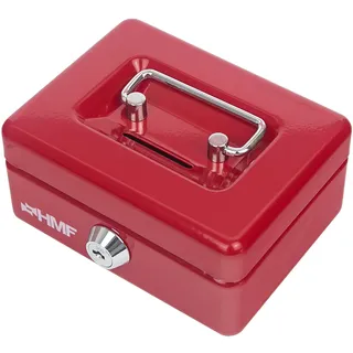 HMF 102122-03 Kinder Spardose, Geldkassette abschließbar mit Schlitz | 12,5 x 9,5 x 6 cm | Rot