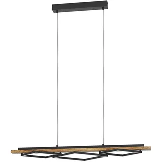 EGLO Hängeleuchte "BOYAL Pendellampe - Stahl, Holz - LED;LED - 2X13W;1X16W - IP20", schwarz, braun rustikal, 3, H: 110cm, 1 Stk., Leuchten, Hängelampe, Deckenlampe, Wohnzimmer, Esszimmer, L101 x B40 x H110 cm, Hängeleuchte