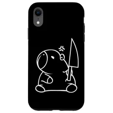 Hülle für iPhone XR Capybara hält ein Messer