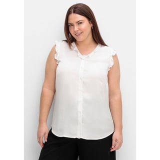 sheego Rüschenbluse »Bluse in ärmelloser Form mit Volants in ärmelloser Form mit Volants, weiß