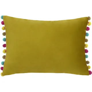 Paolletti Fiesta Samt-Pom-Pom-Pom-Poms, rechteckig, mit bunten Pompons, 35 x 50 cm, Grün
