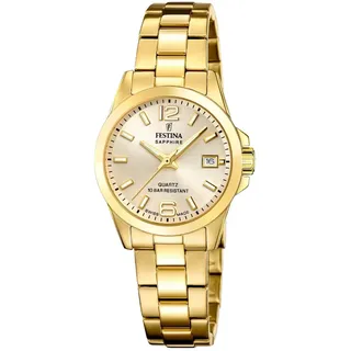Festina F20050/2 Damen-Armbanduhr Goldfarben mit Saphirglas