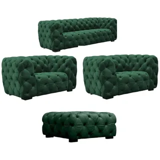 Fun Möbel Sofaset Designersofa NATALIE 3-1-1 in Stoff Riviera Grün - Grün