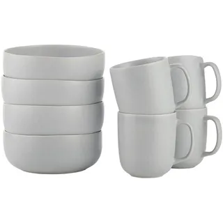 Butlers Geschirrset 8-tlg. Casa Nova 4 Personen , Grau , Keramik , 16x7x16 cm , Geschirr, Geschirrsets