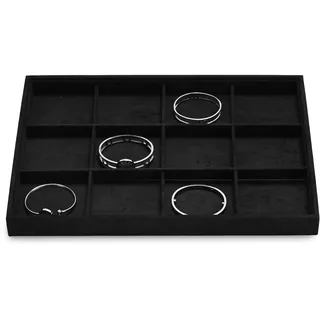 Oirlv Schwarz Mikrofaser Schmuck Tablett, | Schmuckaufbewahrung Schublade,Ring Ohrringe ketten Display Organizer Tabletts(35X24 CM)
