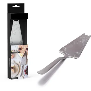 PELEG Design Cakitty Tortenmesser und Tortenheber in Katzenform aus Edelstahl - Tortenschneidemesser mit Wellenschliff Spülmaschinenfest - Ideale Geschenkidee