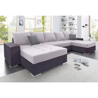 Collection AB Wohnlandschaft Polyester U-Form 2-Sitzer + 3-Sitzer Silber