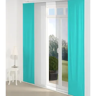 Schiebegardine WIRTH "WirthNatur" Gr. 3, blau (türkis), B:60cm H:225cm, Baumwolle, Gardinen, Schiebegardine, Inkl. Montagezubehör