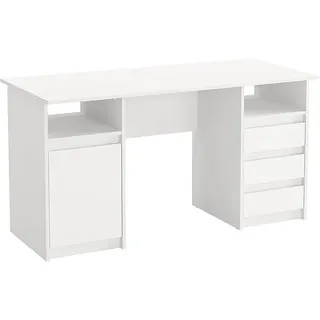 Schreibtisch mit Schubladen - Oslo 145 x 65 x 76 cm Moderner Schreibtisch Weiß Bürotisch Computertisch Arbeitstisch Büro PC-Tisch Kinderschreibtisch mit Stauraum - Weiß