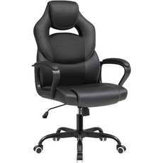 SONGMICS Bürostuhl, Gaming Stuhl, ergonomisch, Wippfunktion, Schreibtischstuhl, Drehstuhl, höhenverstellbar, für langes Sitzen, atmungsaktiv, schwarz OBG025B01