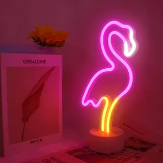 Flamingo-Neonlicht, Schlafzimmer-Basis-LED-Licht, batteriebetrieben oder USB, Lichtdekoration für Weihnachten, Geburtstag, Party, Wohnzimmer, Kindergeschenk