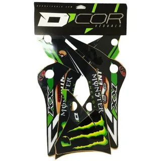 Dcor Visuals Monster Energy Kawasaki Kx 450f 13-14 Radiator/rocker Grafik-kit - Green / Black - One Size