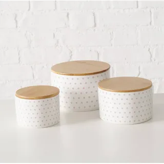 Keramikbehälter mit Bambusdeckel LILLY, 3er-Set