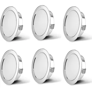 KYOTECH 6er Set LED Möbelleuchte 230V, 3.5W LED IP44 G4 15mm Flache Möbel Einbaustrahler, 3000K Warmweiß, Küchenhaube Leuchte, Badleuchte Einbauspot, Küchenhaubenleuchten(Chrom)