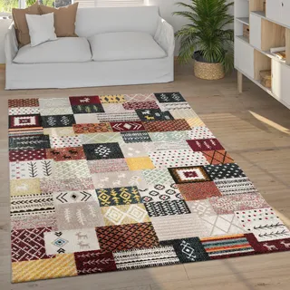 Paco Home Teppich »Nomaden 816«, rechteckig, 16 mm Höhe, Kurzflor, Gabbeh Design, Patchwork Design, bunt