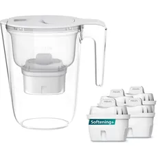 Philips Wasserfilterkanne +4 SOFTENING+ Ersatzfilterkartuschen, BIS ZU 50% WASSERHÄRTE REDUZIERUNG, Schneller Durchfluss, Weiß, 2,6 Liter, Elektronischer Timer