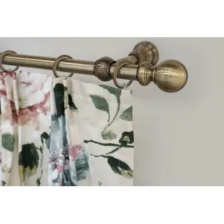 GARESA Gardinenstange ANDREA, Ø 20 mm, 1-läufig, Wunschmaßlänge, verschraubt, Metall, Vorhanggarnitur, verlängerbar, Endknopf Kugel lang, mit Ringen goldfarben Ø 20 mm x 180 cm