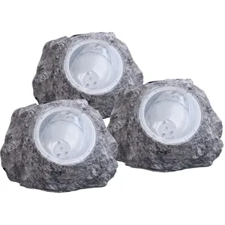 GLOBO Solarleuchte Kunststoff 3er Set grau