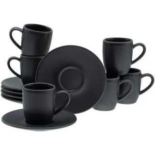 CreaTable Soft Touch Espressotassen-Set 12-tlg. schwarz