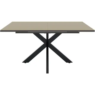 Esstisch "Reno", schwarz feinstruktur, glas taupe glanz, schwarz feinstruktur, glas taupe glanz, B:160cm H:77cm T:90cm, SET ONE BY MUSTERRING, Tische, Esstisch, Mit Vierkantfuß, wählbaren Gestellen und Plattenfarben