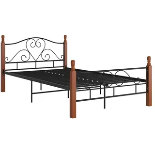 vidaXL Bettgestell Schwarz Metall 120x200 cm - Schwarz