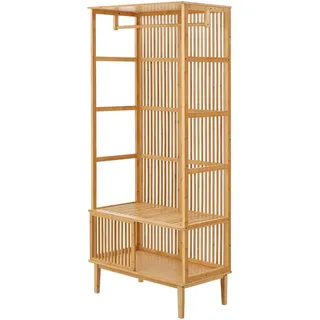 [en.casa] Garderobenständer Vemb , Naturfarben , Holz , Bambus , 80x185x45 cm , Garderobe, Garderobenständer