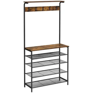 Boxxx Garderobe , Braun, Schwarz , Metall, Holzwerkstoff , Vintage , 4 Fächer , 80x183.5x31.5 cm , Garderobe, Garderoben-Sets & Garderoben-Serien, Garderoben-Sets