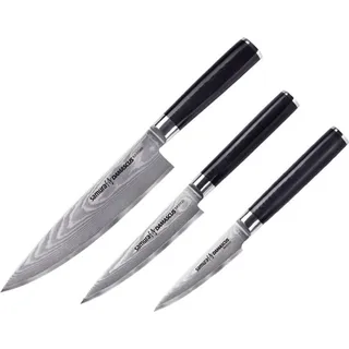 Samura Damascus 3-Messer-Set - VG10, G10-Griffe, Premium-Geschenkbox - Silber, Schwarz