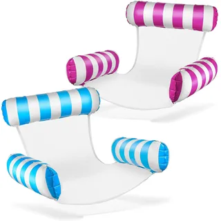 Balinco Luftmatratze Pool, Aufblasbarer Sessel, Wasserstuhl mit Rückenlehne und Armlehnen, Schwimmsitz, Poolsitz, Sonnenstuhl, Wasser Relaxstuhl (Hellblau/Weiß + Pink/Weiß)