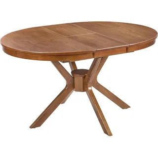 BELIANI Ausziehbarer Esstisch Dunkle Eiche ø 107 cm Rund Oval Füße in Sternform Gummibaumholz und MDF-Platte Retro Design Modern - Braun