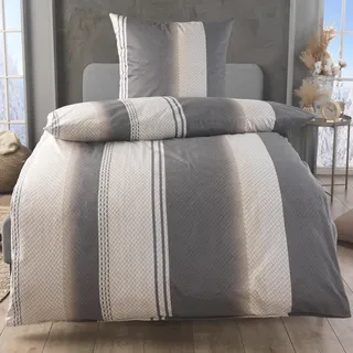 Bettwäsche 4-teilig - Flanell Bettbezug 155 x 220 cm - Kissenbezug 80 x 80 cm - Bügelfrei - Atmungsaktiv - 100