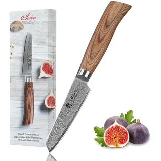 Wakoli EDIB Pro Gemüsemesser aus Damaststahl (VG10 Kern) mit 10 cm Schälmesser Klinge – scharf & ergonomisch – Damastmesser mit Pakkaholzgriff in Geschenkbox – Damast Küchenmesser für Obst & Gemüse