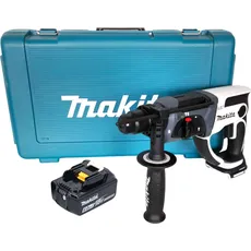 Makita, Bohrmaschine + Akkuschrauber, DHR 202 G1W Akku Bohrhammer 18 V 20 mm 2,0 J weiß + 1x Akku 6,0 Ah + Koffer - ohne Ladegerät (Akkubetrieb)