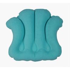ObboMed HB-1200 komfortables aufblasbares Frottee Muschel Spa Kopf-und Nackenkissen mit Saugnäpfen für die Badewanne, Whirlpool, Unterwassermassage, Thermalbad, Farbe: Tiffany blau