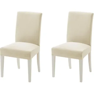 MIULEE Stuhlhussen 2er Set Stuhlhusse Samt Stretch Elastischer Stuhlbezug Abnehmbarer Waschbarer Stuhlhussen Schwingstühle für Küche Wohnzimmer Bankett Familie Restaurant Hotel Party,Beige