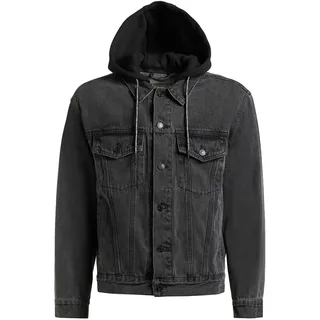 khujo Jeansjacke "Jeansjacke Jokin" mit Kapuze Herren Denim-Jacke mit Sweat-Kapuze, schwarz