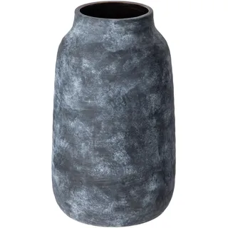 Briful Keramikvase, groß, rustikal, Vintage-Blumenvase, Bauernhaus, weiß gekalktes Terrakotta, antike Pampasvase für Wohnzimmer, Tisch, Kaminsims, Dekoration, Shabby-blau, 24 cm