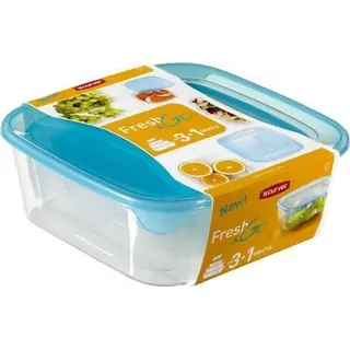 kasten FRESH&GO quadratisches Set 4tlg. (0,25+0,8+1,7+2,9l) PH - Transparent, Blau