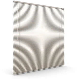 Victoria M. L-Lamellen Alujalousie, 90 x 150 cm, pfefferweiß-beige matt | LightLess Prime Jalousie für Starke Verdunkelung – Robust, Feuchtigkeitsbeständig, ohne Bohren, inkl. Klemmclips