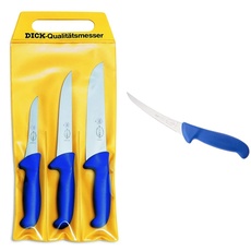 F. DICK Messer Set ErgoGrip 3-teilig, 8255300, Blau & Ausbeinmesser, ErgoGrip, flexibel (Messer mit Klinge 15cm, X55CrMo14 Stahl, nichtrostend, 56° HRC) 82981151, Blau