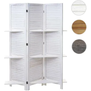 Paravent T752, Trennwand Raumteiler mit Regalböden 170x125cm, Shabby Look ~ weiß/weiß