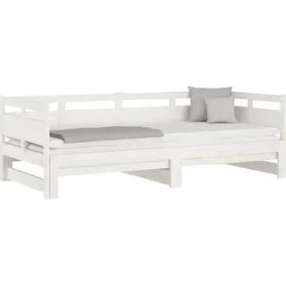 vidaXL Tagesbett Ausziehbar Weiß Massivholz Kiefer 2x(90x190) cm - Weiß