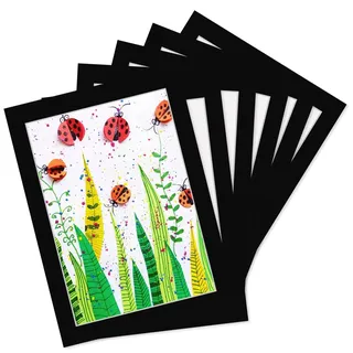 YIYINOE 6er DIN A4 Bilderrahmen Set,21x30 cm Pappe Bilder Rahmen mit Schutz Kunststoffmembran,Wandmontage Fotogalerie Display für Collage,Fotos,Bilder,Fotorahmen Familie,Schwarz