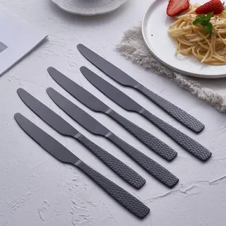 Dinnermesser, rostfreier Stahl, 21,9 cm, schweres Tischmesser, Siln, Metallmesser Besteckset, 6-teilig