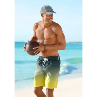 Badeshorts BUFFALO, Herren, Gr. M (50), N-Gr, grau (grau, gelb), Microfaser, Microfaser, Polyester, Farbverlauf, bedruckt, Badehosen Badeshorts, mit Farbverlauf, Topseller