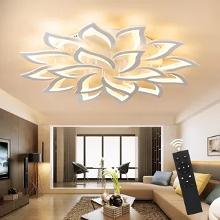 LED Deckenleuchte Dimmbar,Wohnzimmerlampe mit Fernbedienung Farbwechsel,Schlafzimmer Deckenlampe moderne Deckenbeleuchtung Deckenbeleuchtung Kronleuchter Lampe,Dimming 18 heads/Ø120cm/47.2in