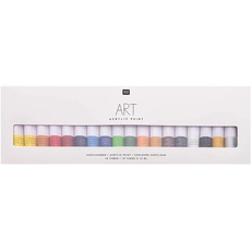 Rico Design Art Künstler Acrylfarben-Set Basic - 18 Farben je 12 ml Tuben - Malfarbe für Anfänger, Profikünstler, Kinder & Erwachsene