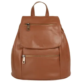 Cityrucksack SAMANTHA LOOK "SAMANTHA LOOK Damen City-Rucksack echt Leder, Made in Italy", Damen, Gr. B/H/T: 24cm x 27cm x 11cm, onesize, braun (cognac), Leder, Rindsleder, beschichtet, leicht glänzend, Rucksäcke Cityrucksack, echt Leder, Made in Italy